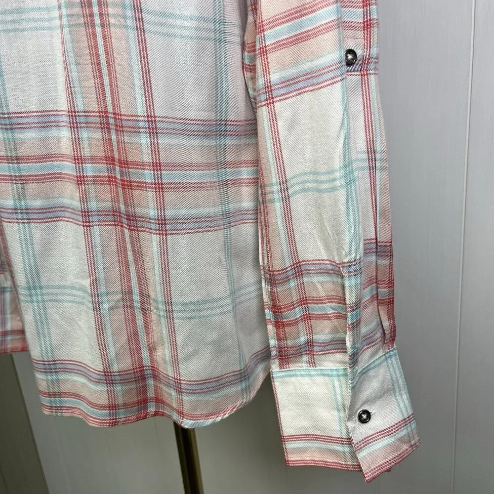 C & C California Womens Top High Low Twist Front Plaid Pullover Coastal‎ Pastel - Picture 6 of 10